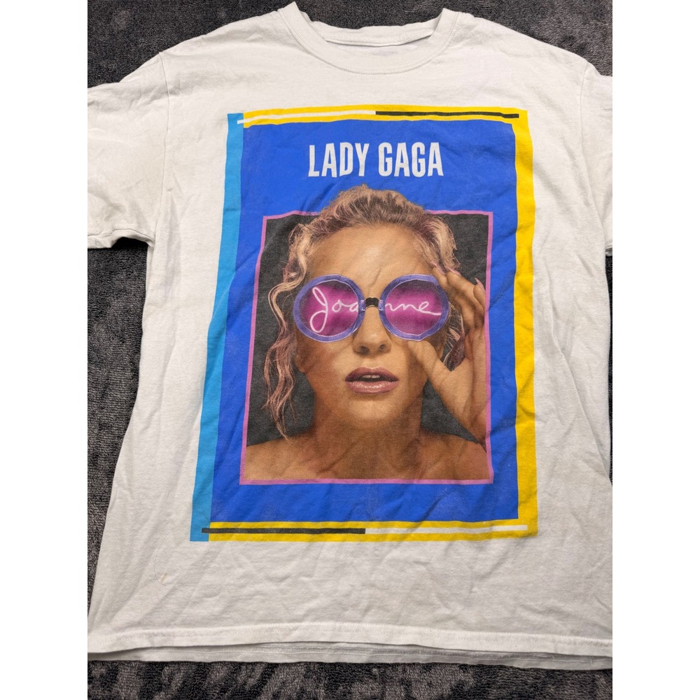 Lady‎ Gaga Joanne World Tour 2017 Graphic T-Shirt White Large Concert Merch Tee